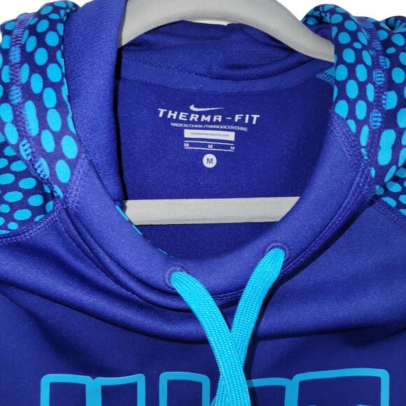 Nike Therma Fit All Time Just Do It Blue Pattern Hoodie Women Sz M - Picture 2 of 5